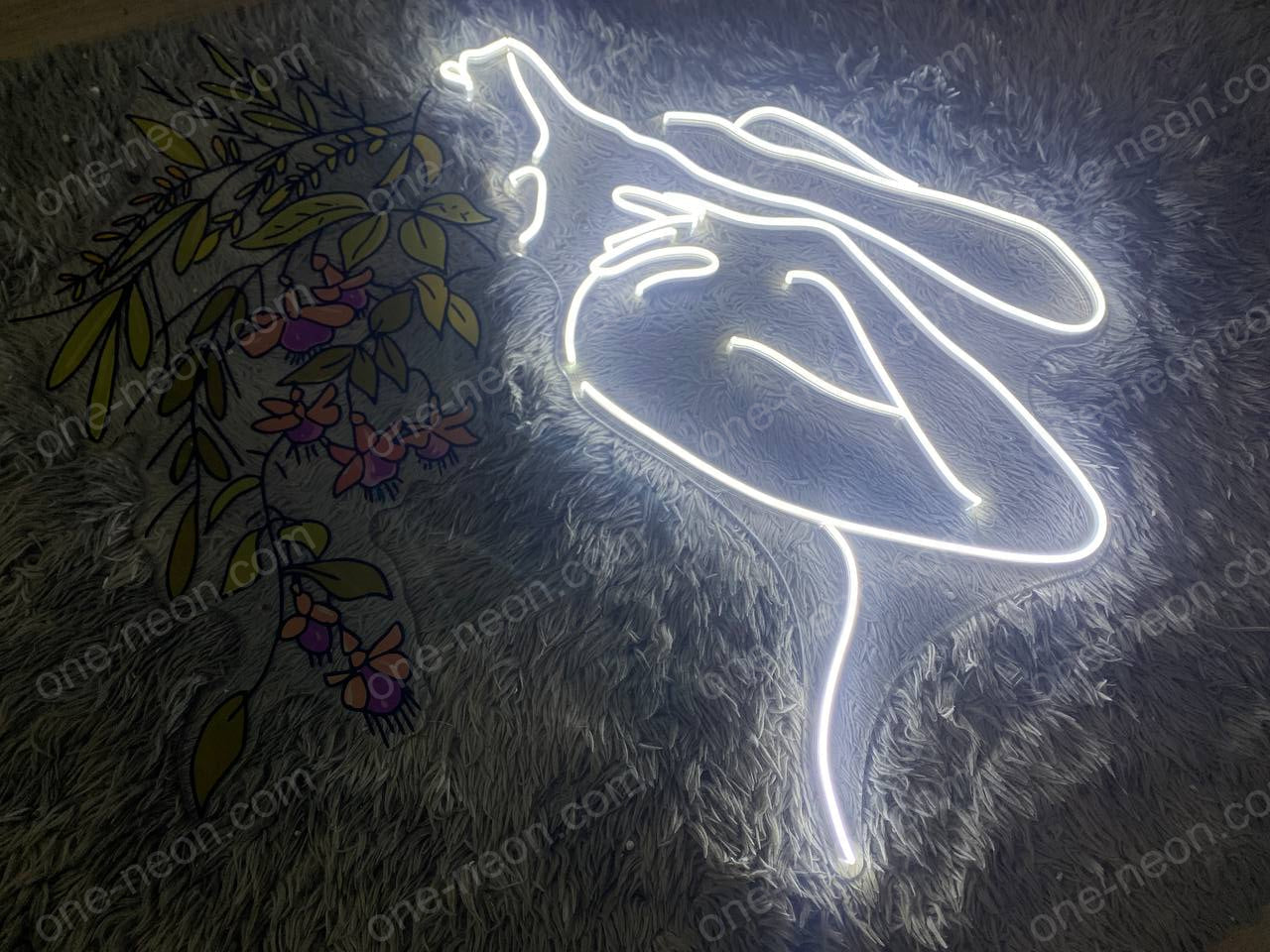 Line Art Woman With Flowers | LED Neon Sign