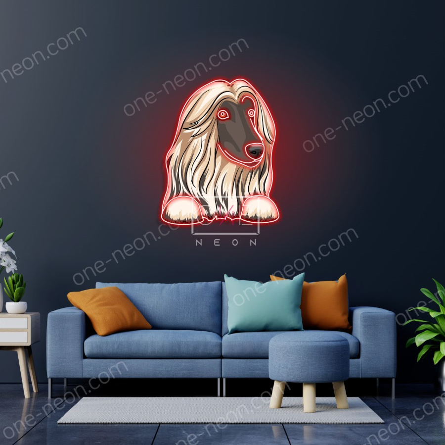 Afghan hound Peeking | LED Neon Sign