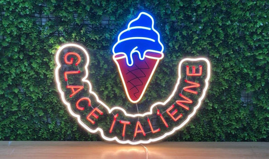 "GLACE ÍTALÍENNE" Enseigne Lumineuse en Néon