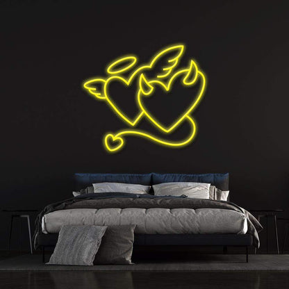 Angel and Devil Hearts | LED Neon Sign