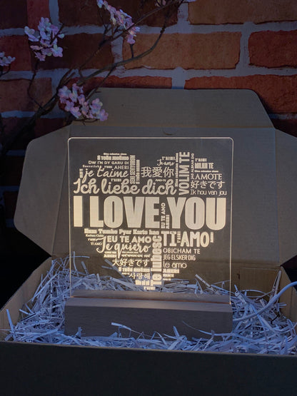 I Love You - 3D Illusion Night Light Desk Lamp