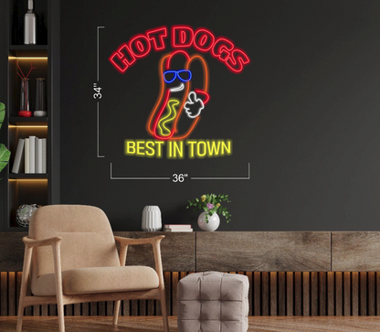 HOT DOGS BEST IN TOWN | LED Neon Sign