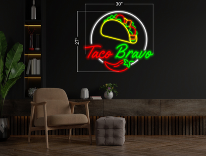 ENFRUTA 2 MEXICAN SNACKS LLC - TACO BRAVO🌮 | LED Neon Sign