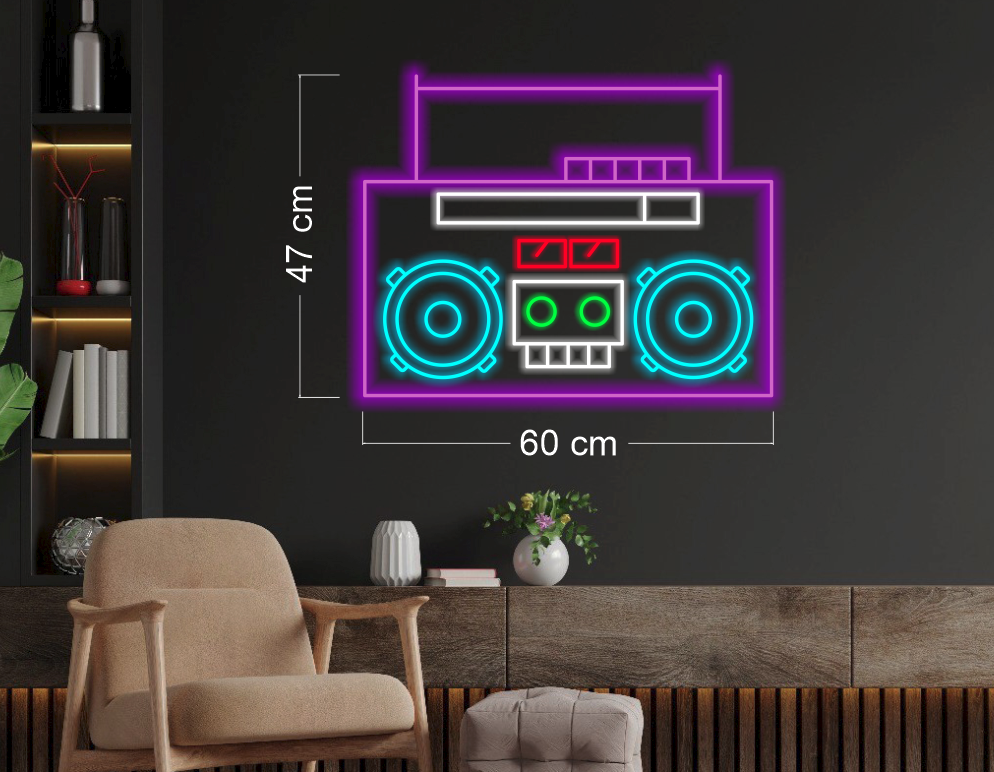 80's boom box+Julians+ Cassette tape| LED Neon Sign