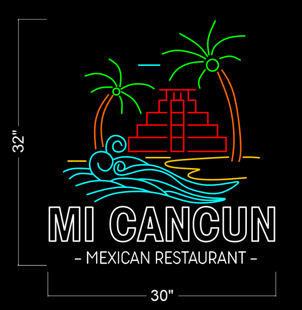 Open Mi Cancun Mexican Restaurant & Mi Cancun Mexican Restaurant | LED Neon Sign (5 Sets)