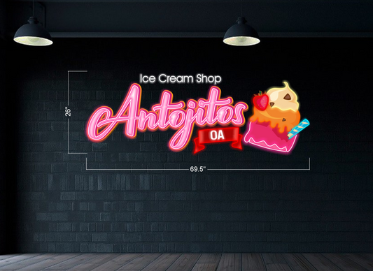 Antojitos Ice Cream Shop Logo | LED Neon Sign (Outside)