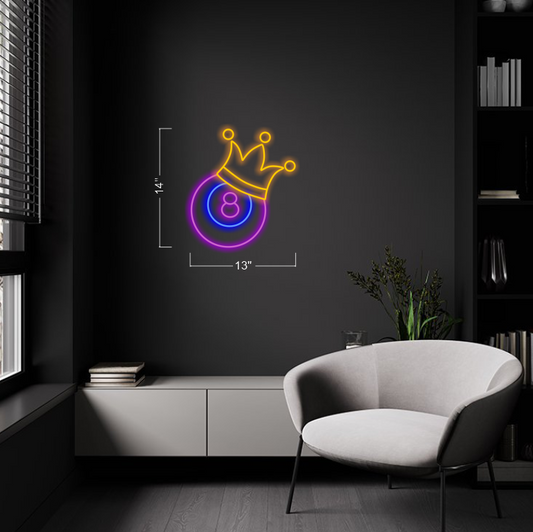 Eight Ball Crown | LED Neon Sign