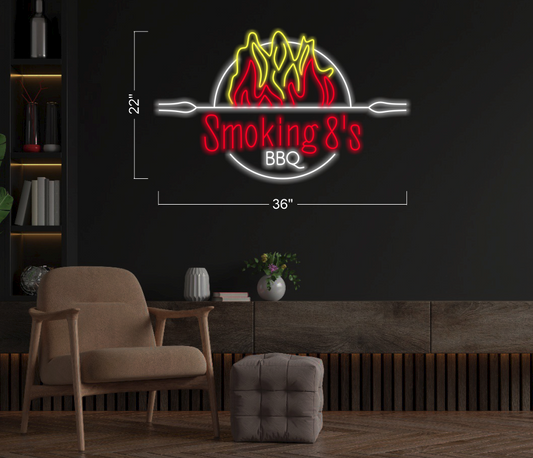 Smoking 8'S BBQ | LED Neon Sign