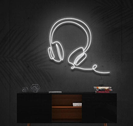 Headphones Line Art | LED Neon Sign