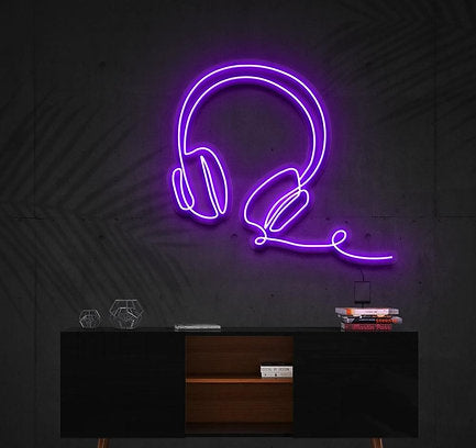 Headphones Line Art | LED Neon Sign