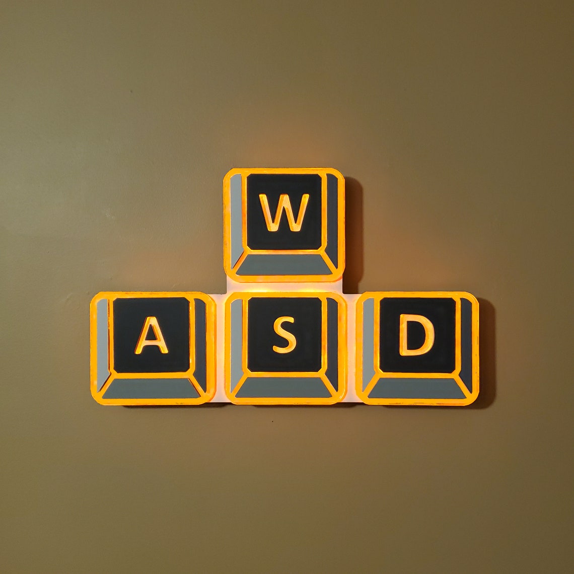 WASD keys | Edge Lit Acrylic Signs