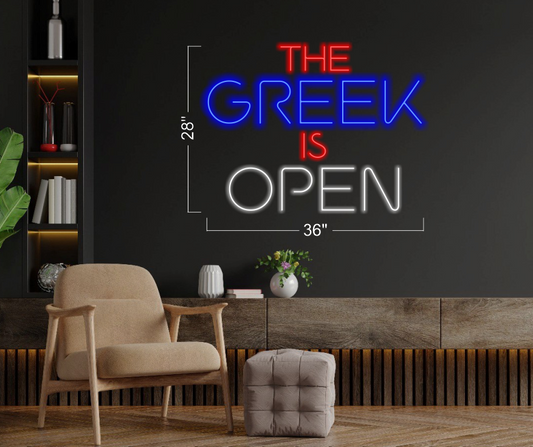 BEST GYROS AROUND - THE GREEK IS OPEN - HOT DOGS BEST IN TOWN | LED Neon Sign