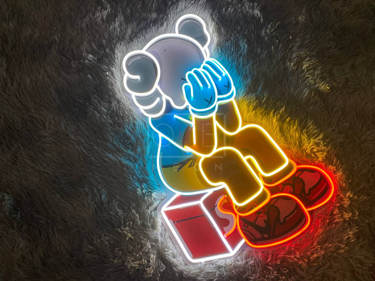 Sitting KAWS Supreme | LED Neon Sign (UV Printed)