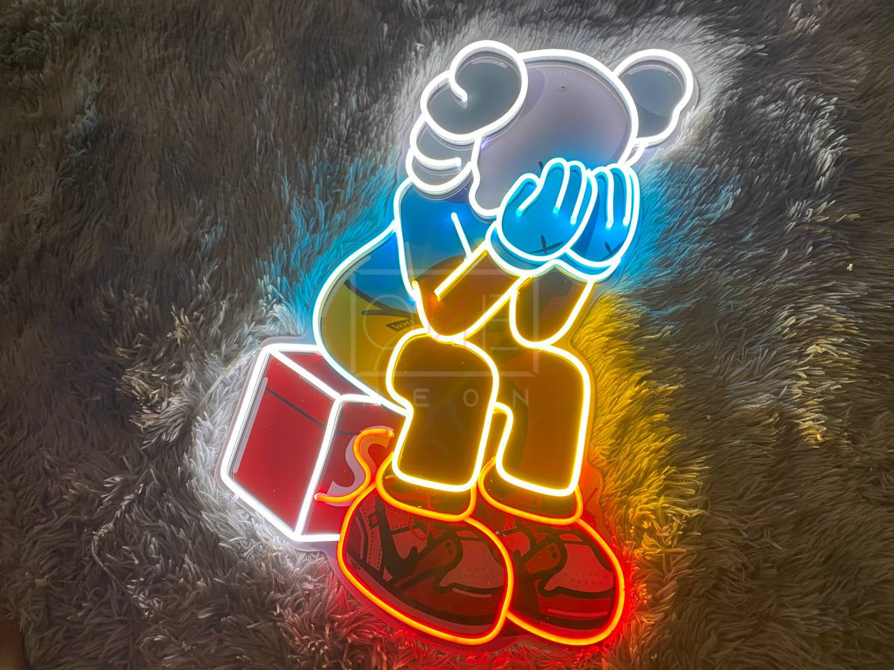 Sitting KAWS Supreme | LED Neon Sign (UV Printed)