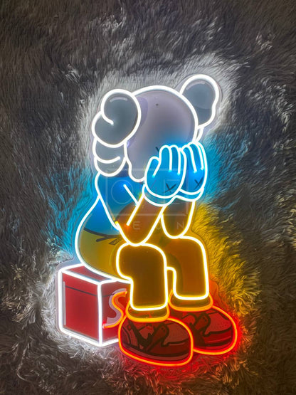 Sitting KAWS Supreme | LED Neon Sign (UV Printed)