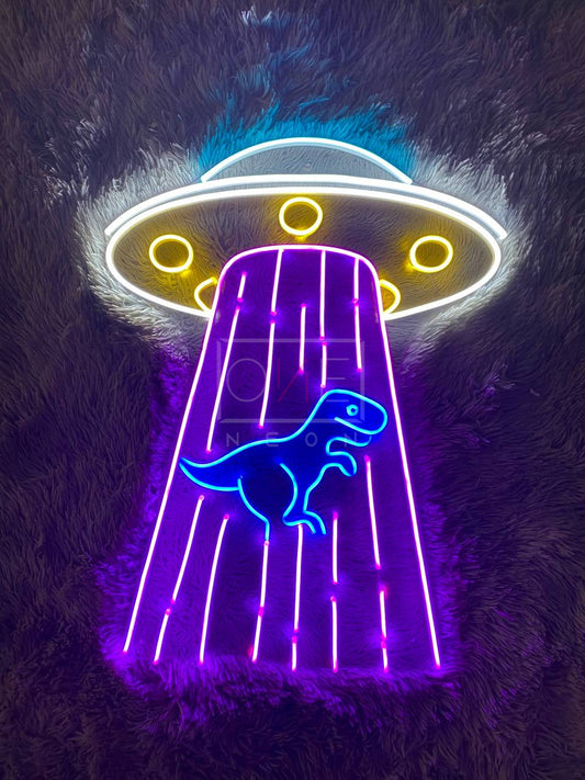 UFO Kidnapping T-rex | LED Neon Sign