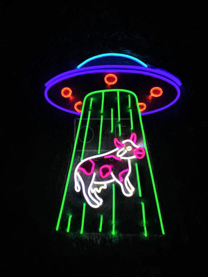 UFO Kidnapping Cow | LED Neon Sign