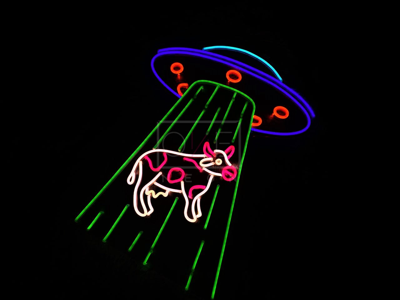 UFO Kidnapping Cow | LED Neon Sign