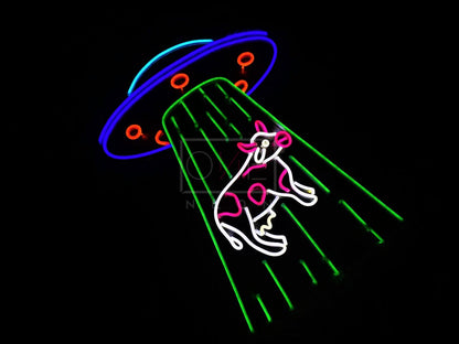 UFO Kidnapping Cow | LED Neon Sign