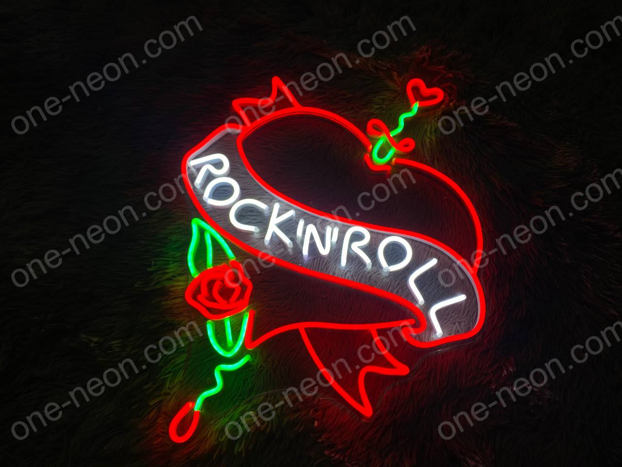 Rock N Roll Heart  | LED Neon Sign