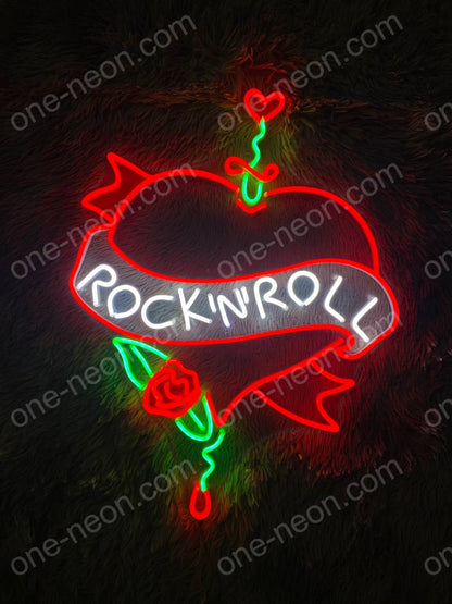 Rock N Roll Heart  | LED Neon Sign