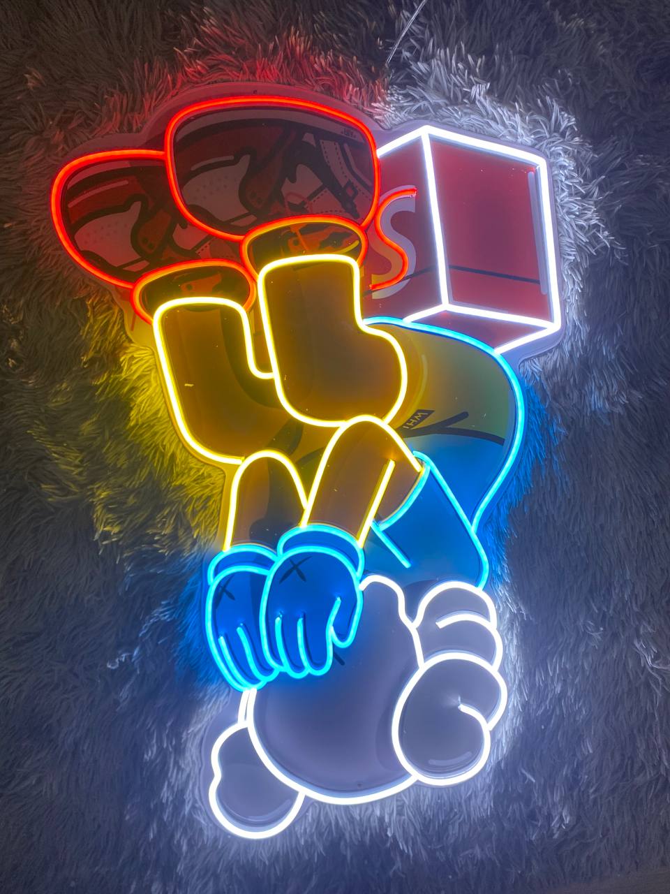 Sitting KAWS Supreme | LED Neon Sign (UV Printed)