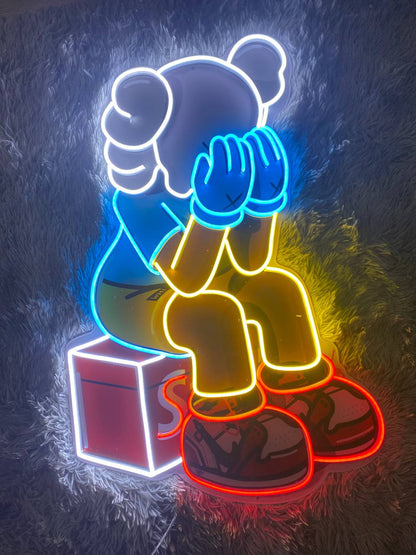 Sitting KAWS Supreme | LED Neon Sign (UV Printed)