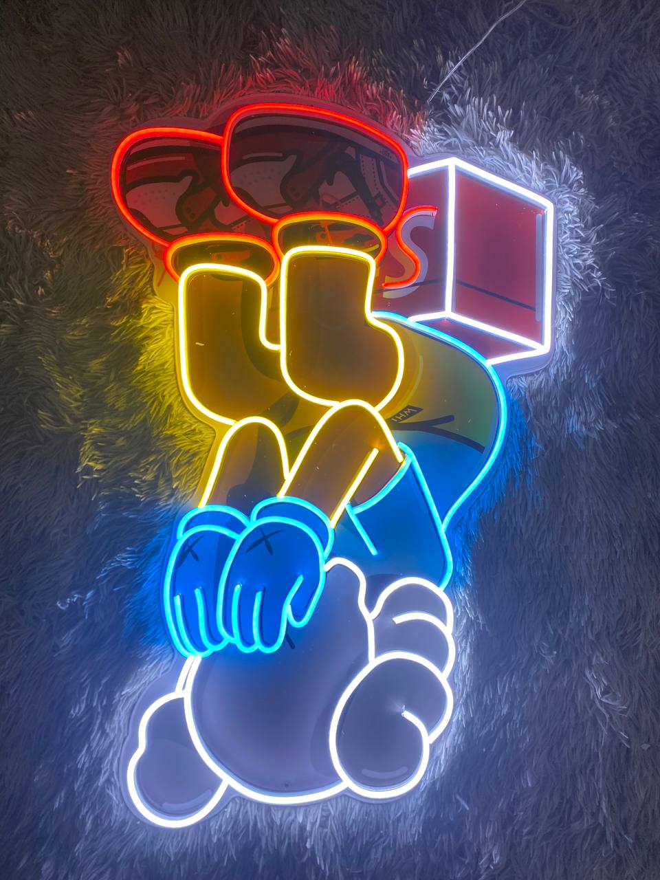 Sitting KAWS Supreme | LED Neon Sign (UV Printed)