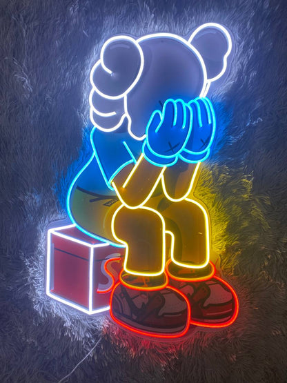 Sitting KAWS Supreme | LED Neon Sign (UV Printed)