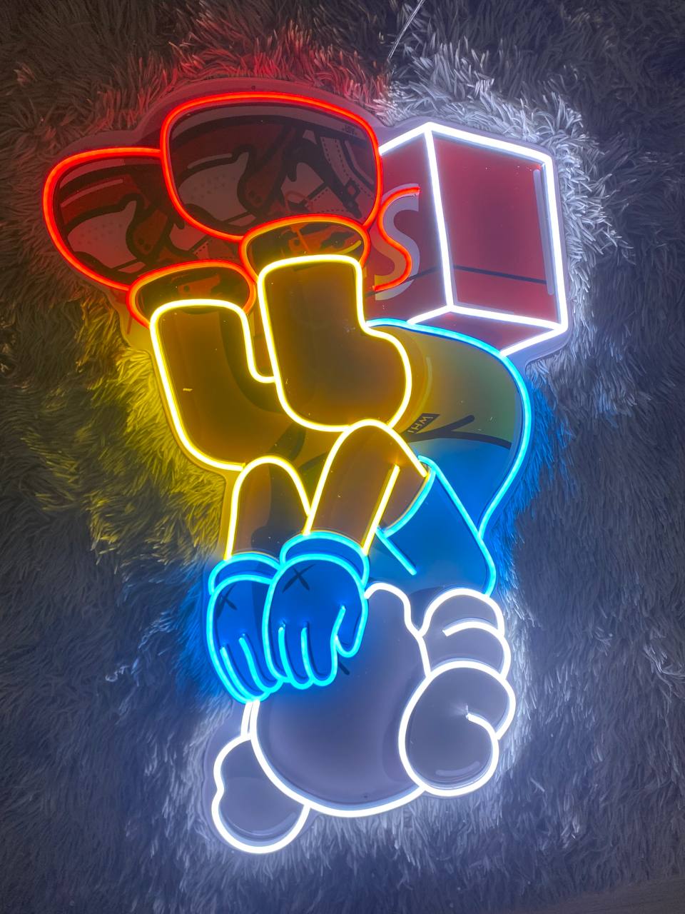 Sitting KAWS Supreme | LED Neon Sign (UV Printed)