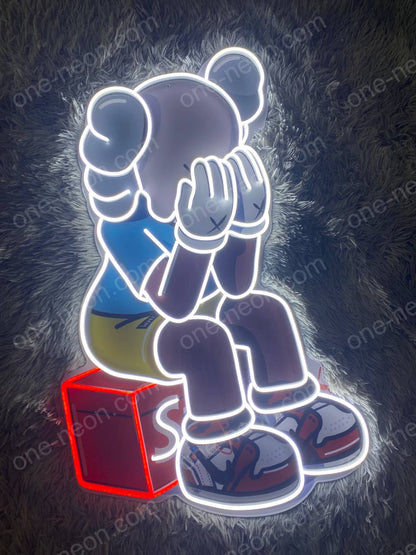 Sitting KAWS Supreme | LED Neon Sign (UV Printed)