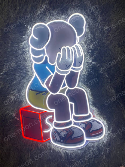 Sitting KAWS Supreme | LED Neon Sign (UV Printed)