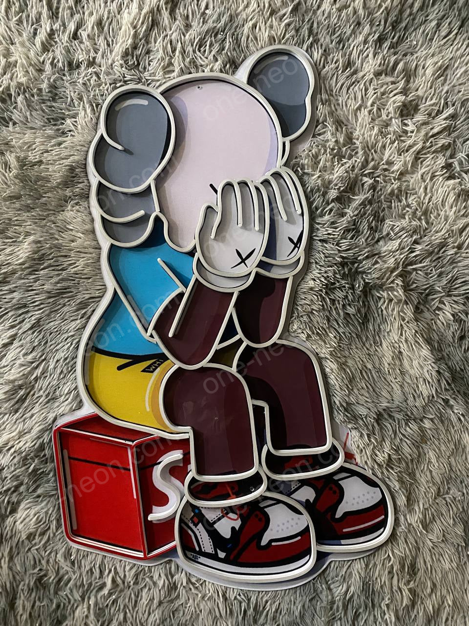 Sitting KAWS Supreme | LED Neon Sign (UV Printed)