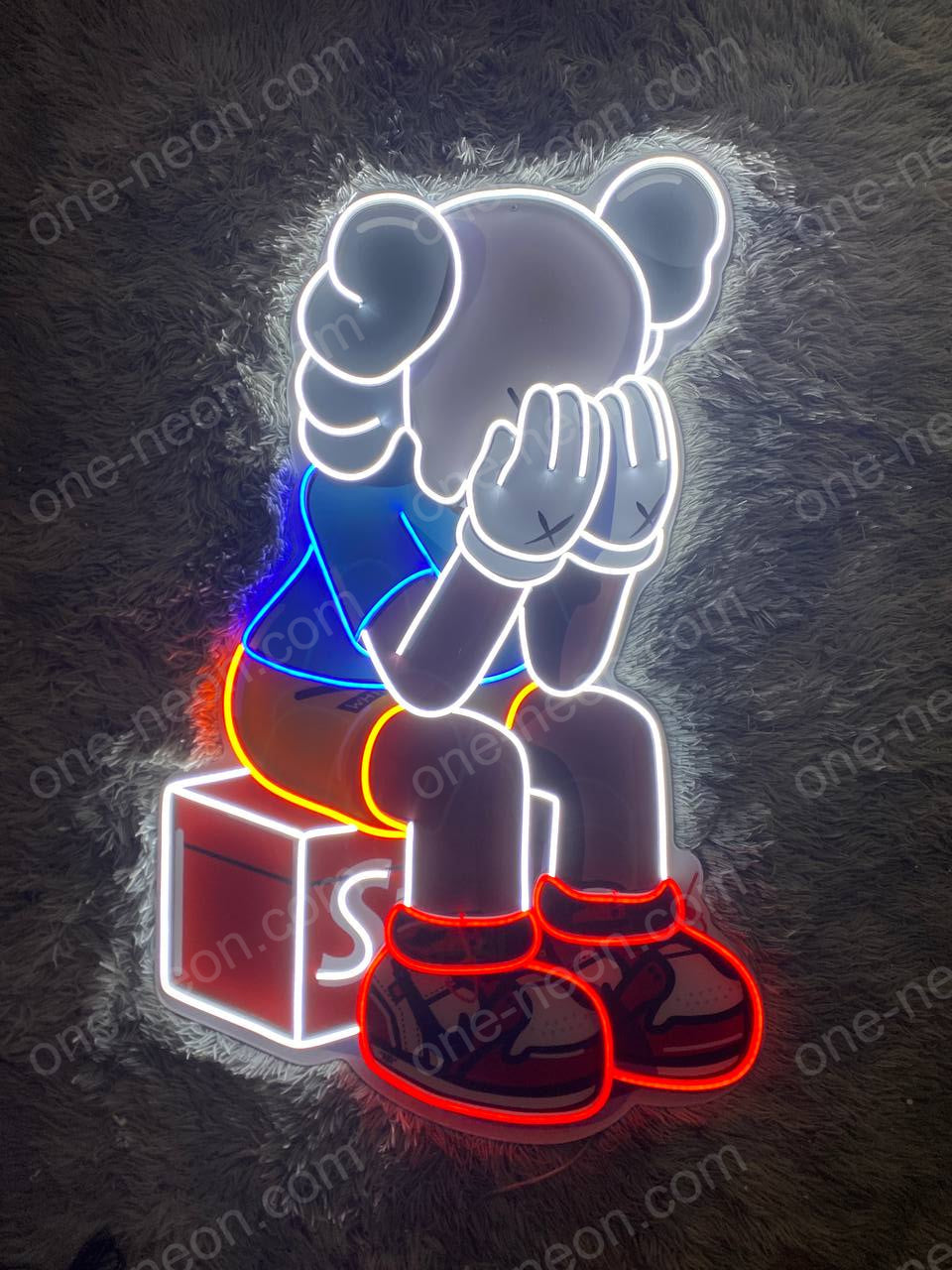 Sitting KAWS Supreme | LED Neon Sign (UV Printed)