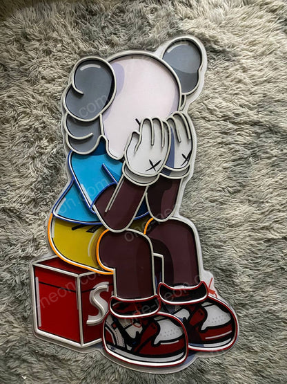 Sitting KAWS Supreme | LED Neon Sign (UV Printed)