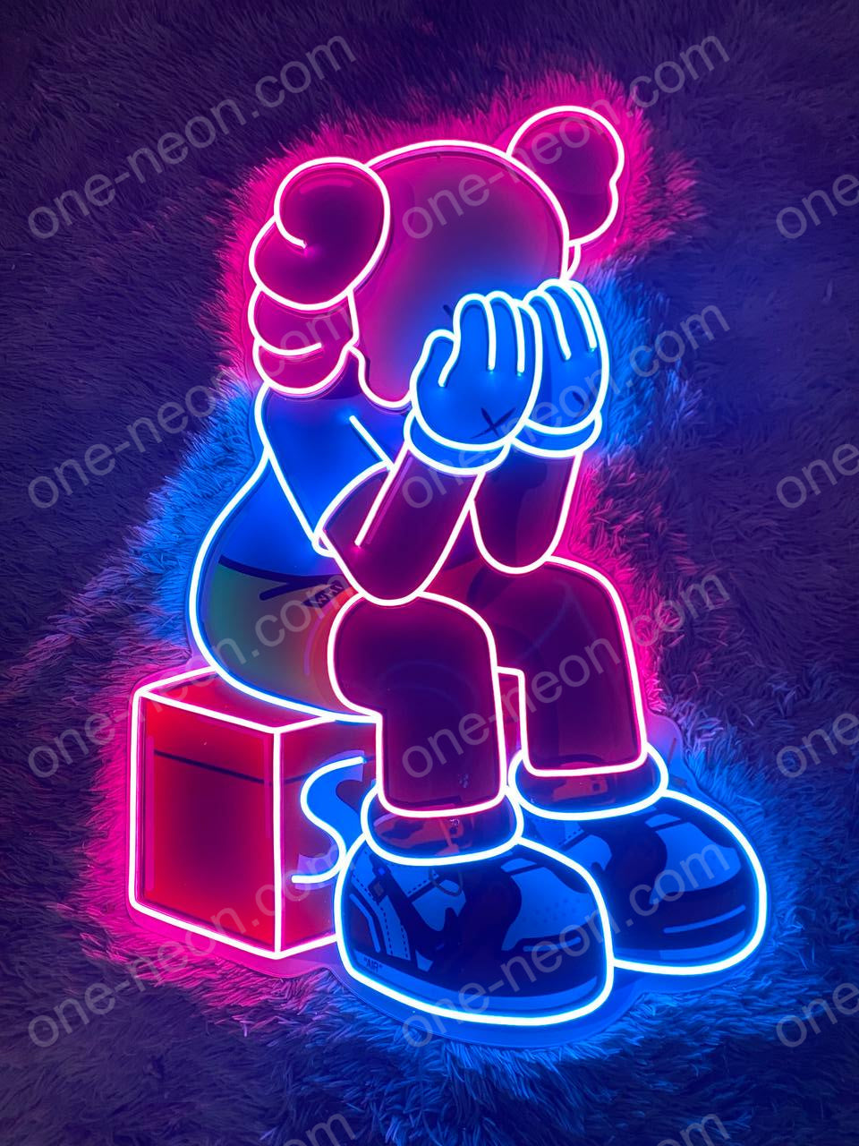 Sitting KAWS Supreme | LED Neon Sign (UV Printed)