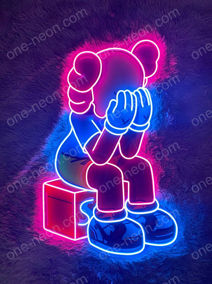 Sitting KAWS Supreme | LED Neon Sign (UV Printed)