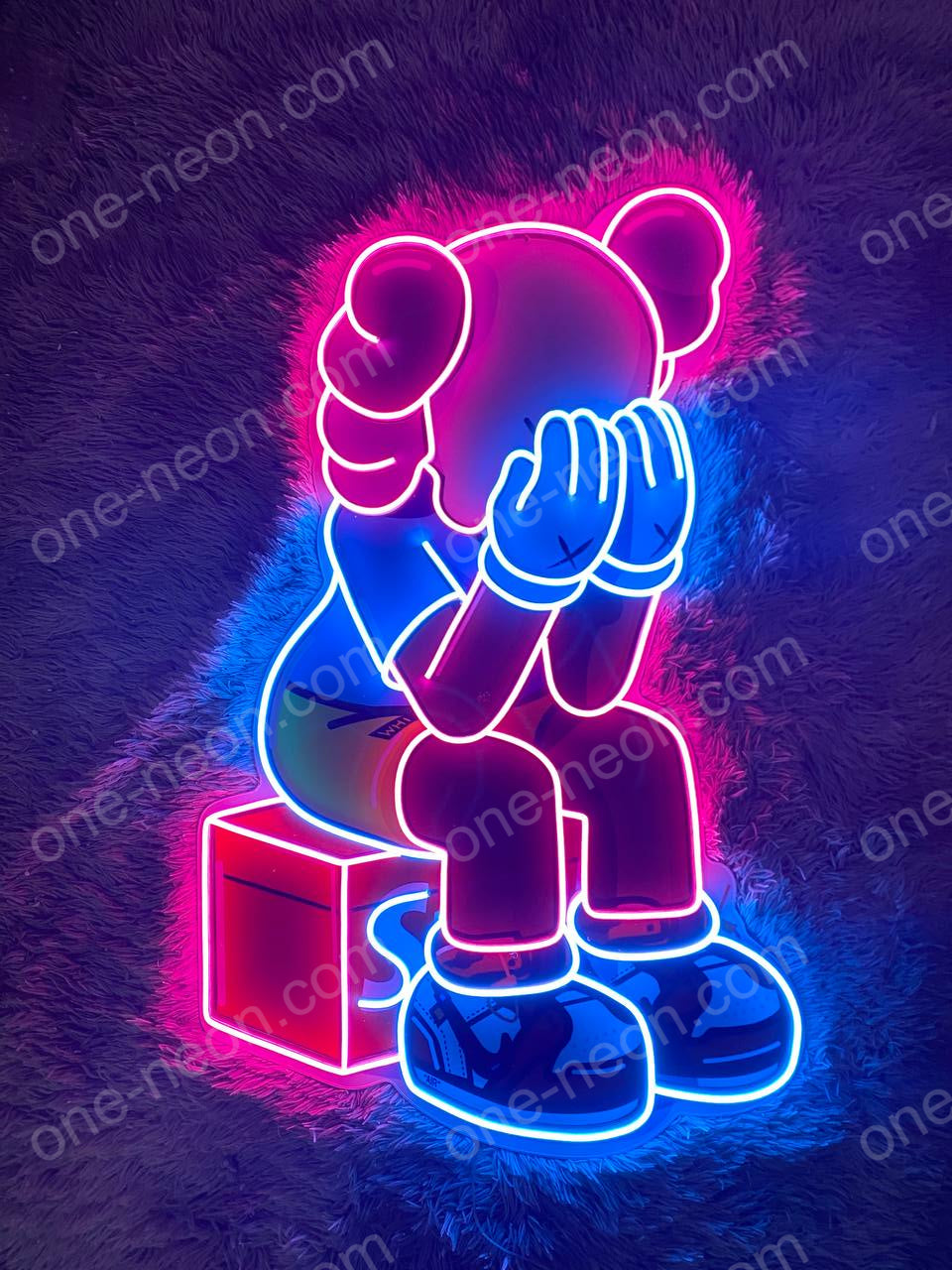 Sitting KAWS Supreme | LED Neon Sign (UV Printed)