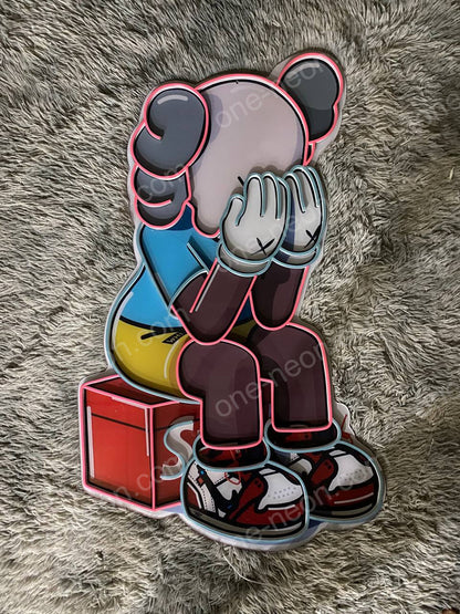 Sitting KAWS Supreme | LED Neon Sign (UV Printed)