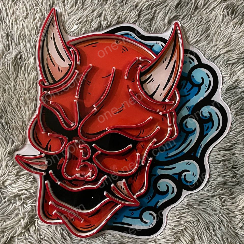 Hannya Mask | Neon Acrylic Artwork