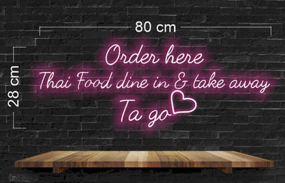 We Are Open + Order Here Thai Food  | LED Neon Sign