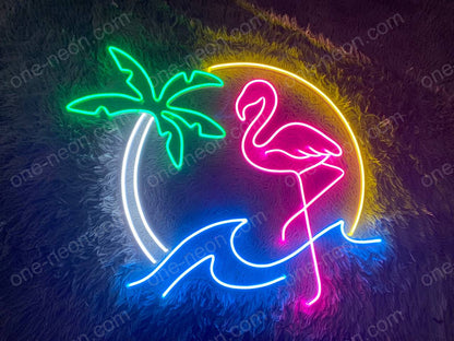 Flamingo Palm Tree | LED Neon Sign