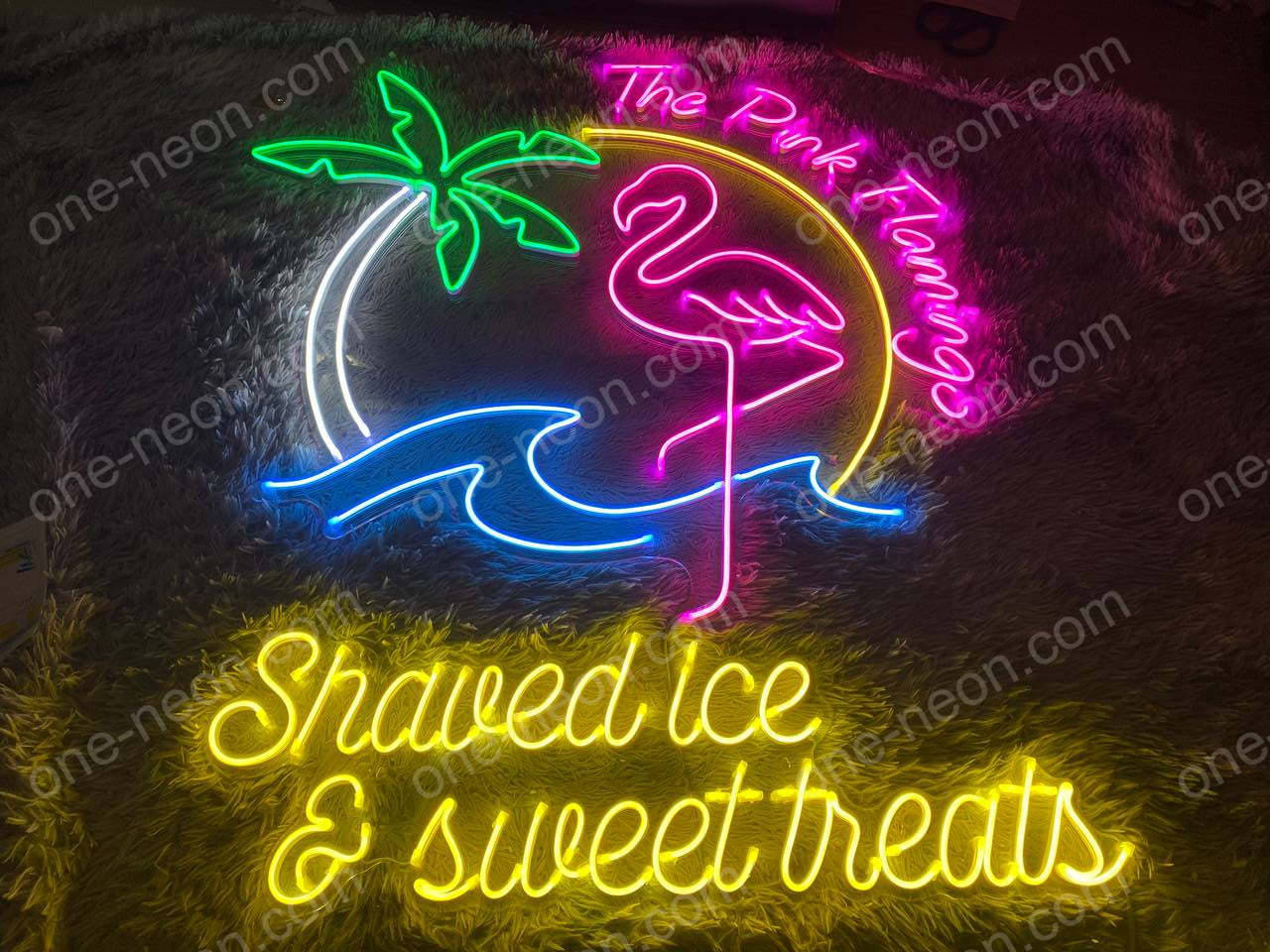 The Pink Flamingo Shaved Ice & Sweet Treats | LED Neon Sign