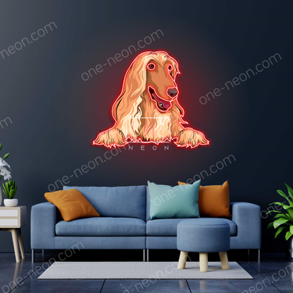 Afghan Hound peeking Ver2 | LED Neon Sign