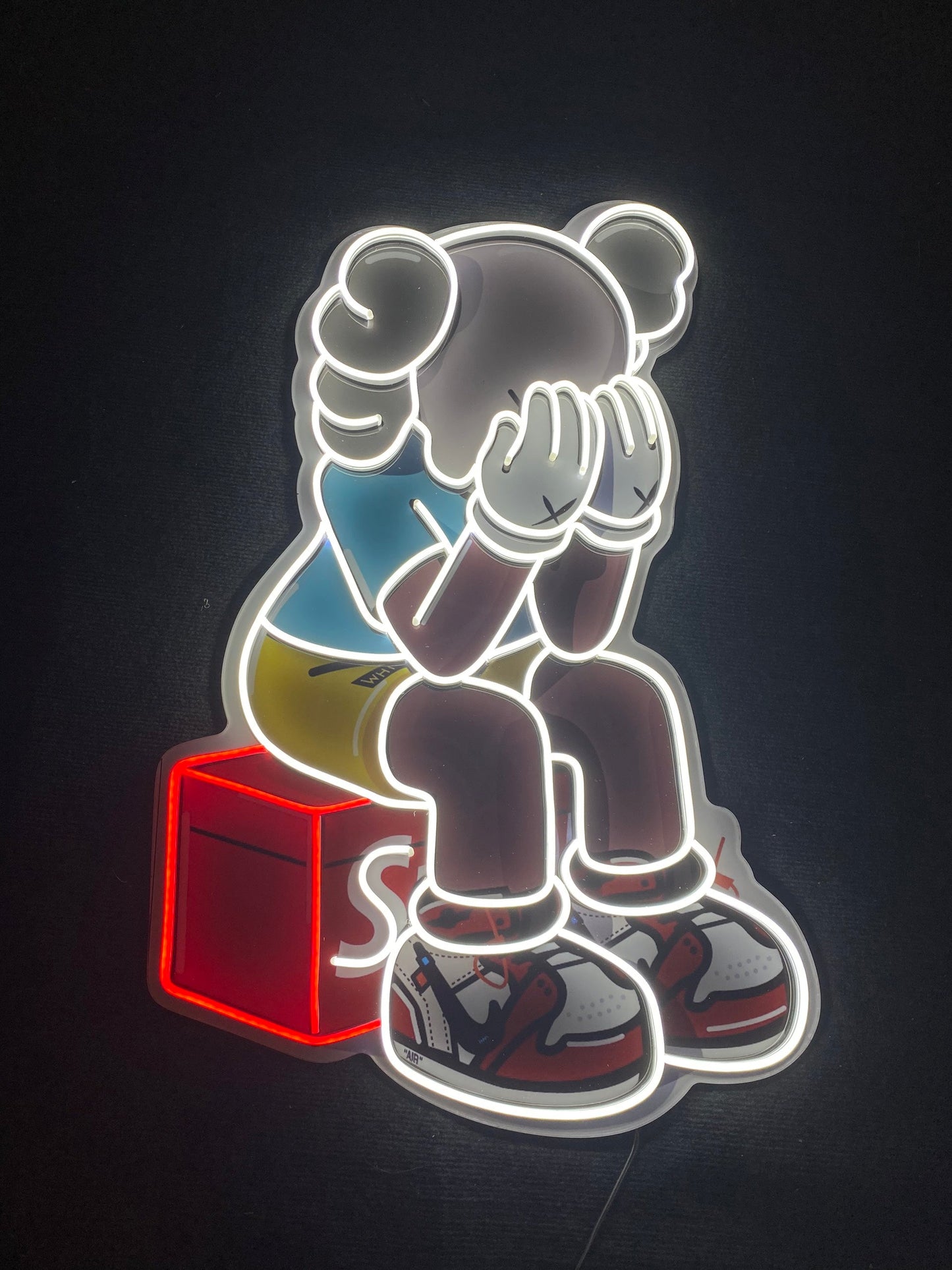 Sitting KAWS Supreme | LED Neon Sign (UV Printed)