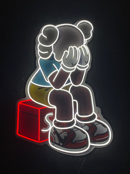 Sitting KAWS Supreme | LED Neon Sign (UV Printed)