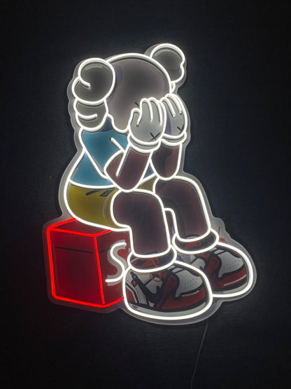 Sitting KAWS Supreme | LED Neon Sign (UV Printed)