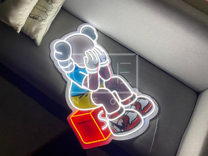 Sitting KAWS Supreme | LED Neon Sign (UV Printed)