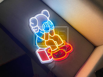 Sitting KAWS Supreme | LED Neon Sign (UV Printed)