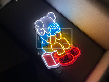 Sitting KAWS Supreme | LED Neon Sign (UV Printed)